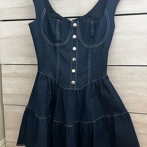 Lulu's Dark Blue Denim flare Dress